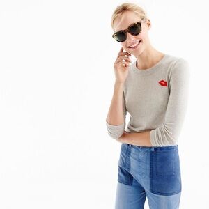 J. Crew Tippi Sweater with Red Lip Accent